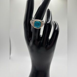 Joseph Esposito ESPO 925 & 14k Cabochon Turquoise Cable Ring sz 7.5 -RETIRED